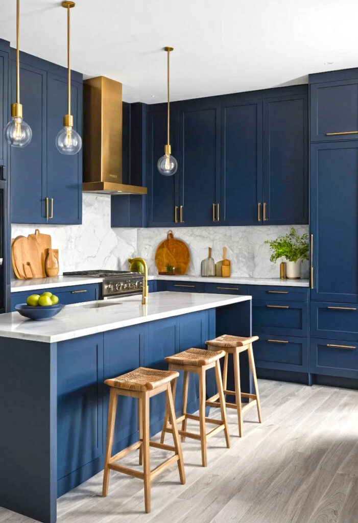 16. Contemporary Feel With Bold Cabinet Colors 1