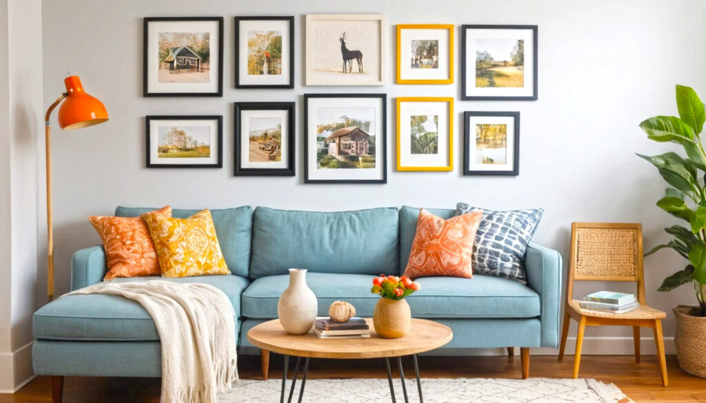 Create A Cozy Personality Filled Wall With Handmade Art Photo Frames Macrame Hangers And Shelves Of Tiny Plants. Blend Textures Like Wood String Lights And Woven Decor For Warmth And Charm 5