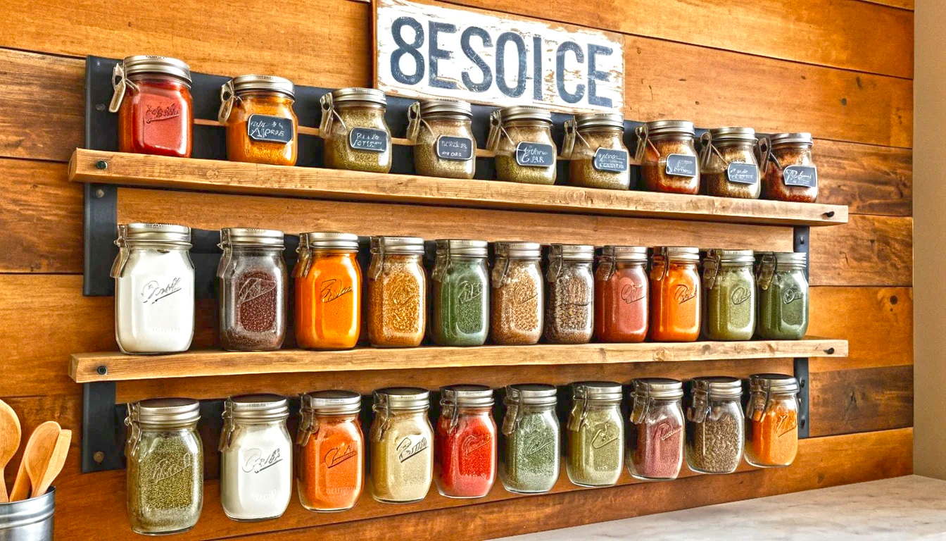 How To Build Mason Jar Wall Mounted Spice Rack
