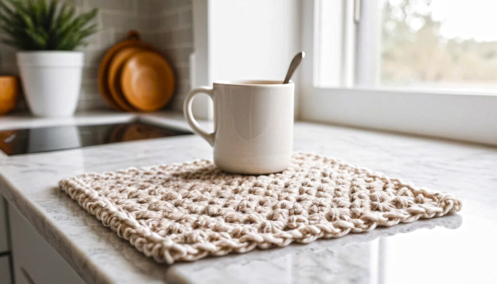 How To Make Crochet Mug Rug 2